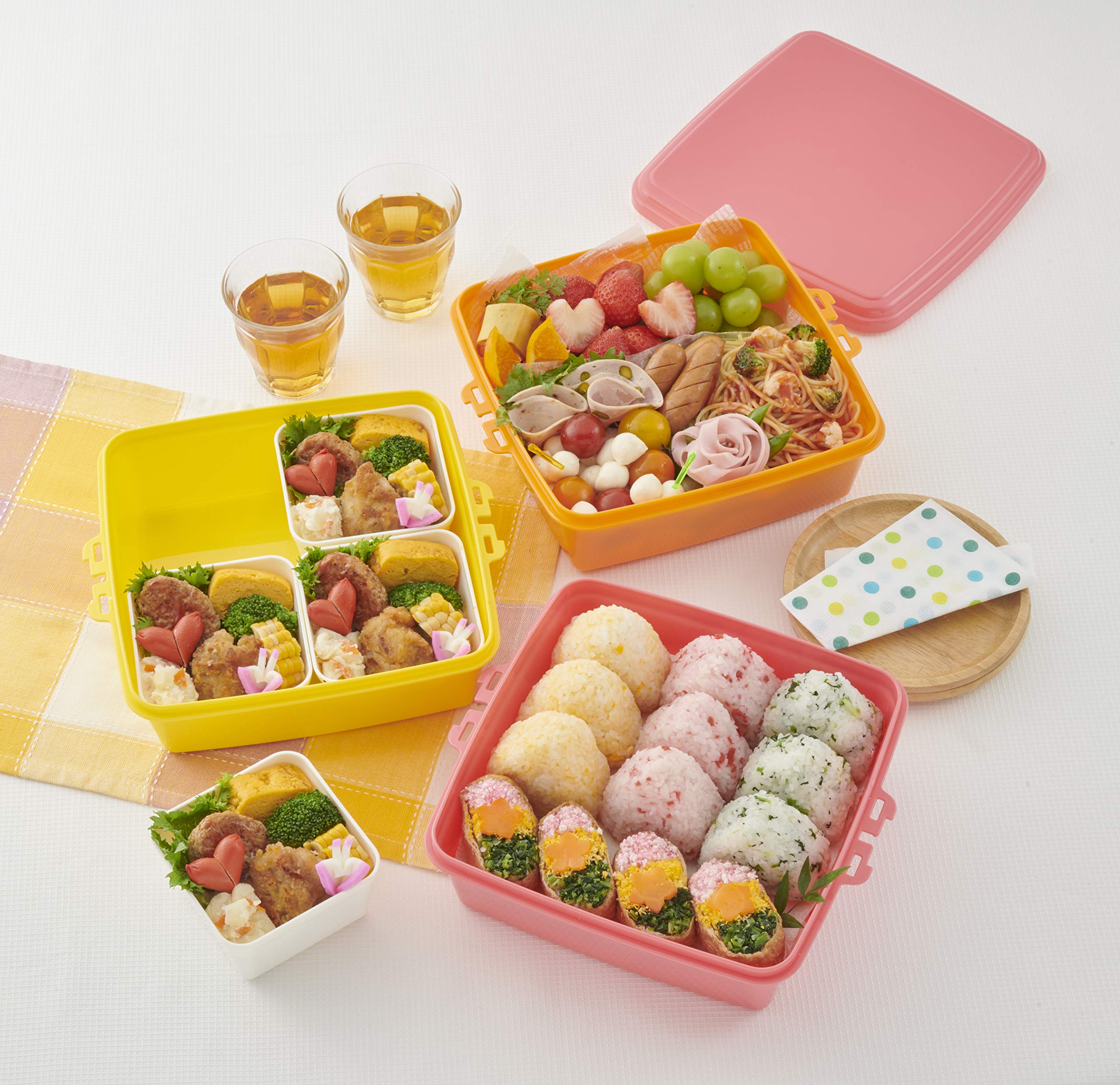 Amazon｜T-WORLD スタック式ピクニックケース角型3段 ピンク L